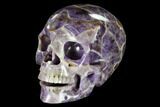 Realistic, Carved Chevron Amethyst Skull #116355-2